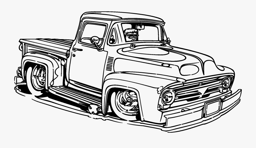 Clip Art Classic Car Clipart Black And White - Hot Rod Truck Tattoo, Transparent Clipart