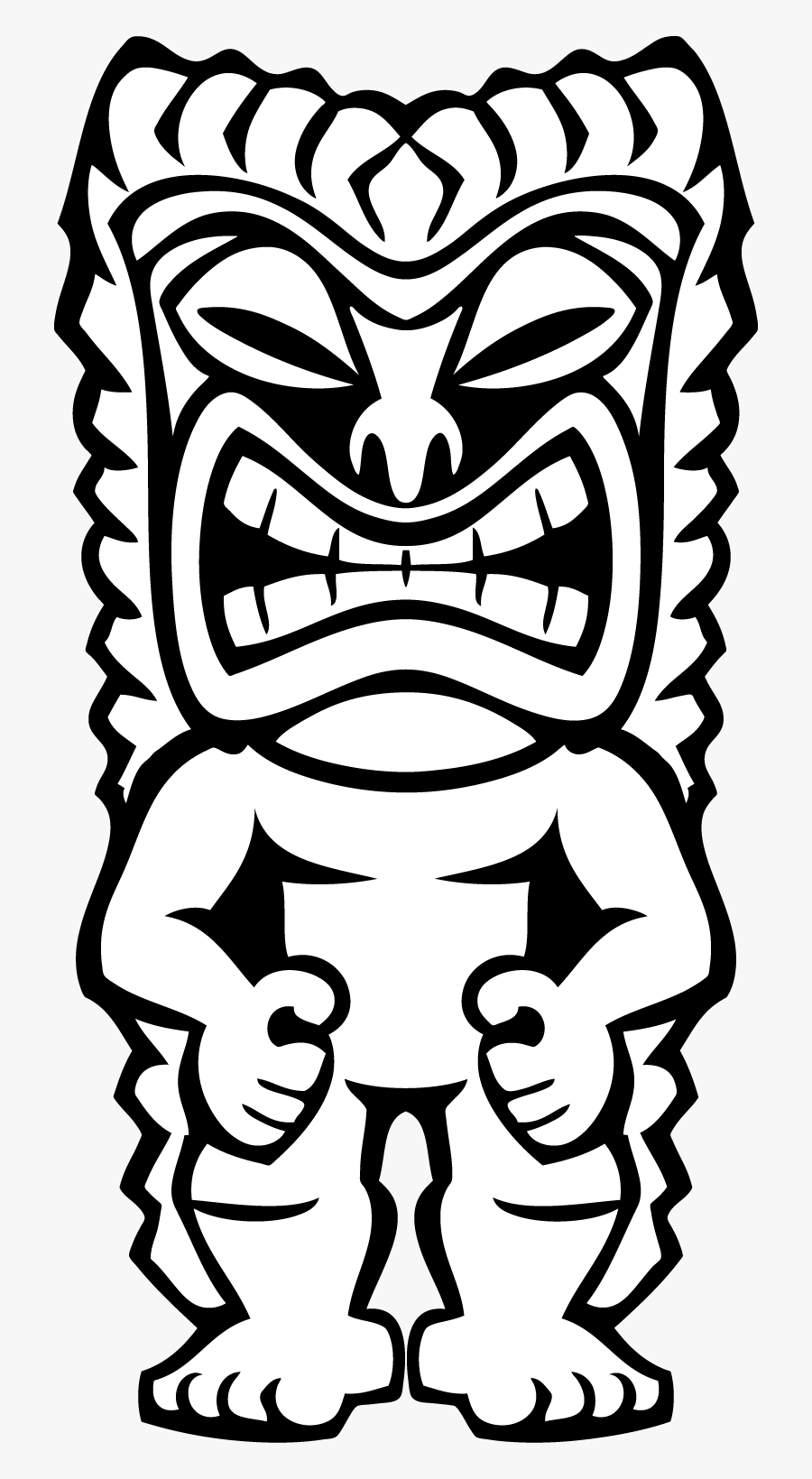 Luau - Tiki - Clip - Art - Tiki Clipart Black And White, Transparent Clipart
