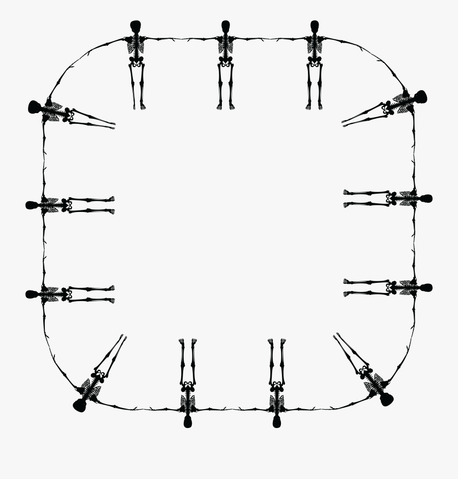 Free Clipart Of A Black And White Square Skeleton Border - Skull In A Circle, Transparent Clipart