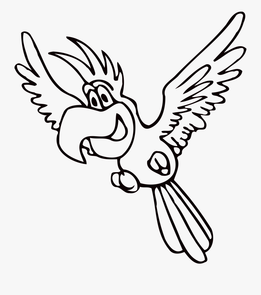 Peacock Clipart Gambar - Parrot Fly Clipart Black And White, Transparent Clipart