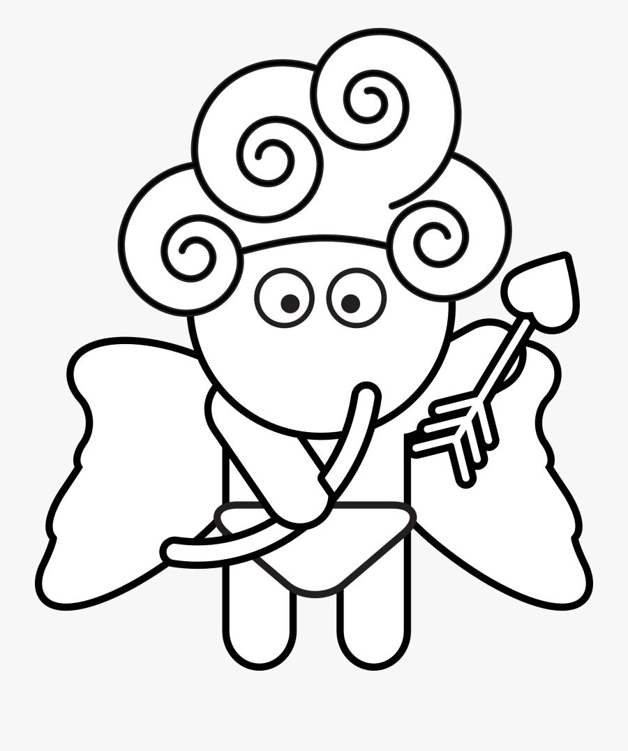 Studiofibonacci Cupid Black White Line Art 555px - Cupid Clip Art, Transparent Clipart