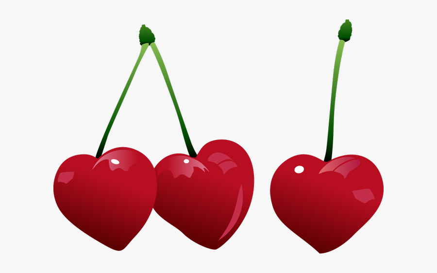 Hearts Cherries Clipart - Love Heart Shaped Cherry, Transparent Clipart