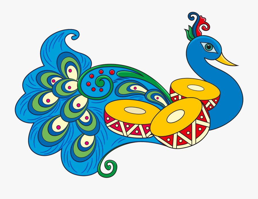 Peacock Clipart Rangoli - Illustration, Transparent Clipart