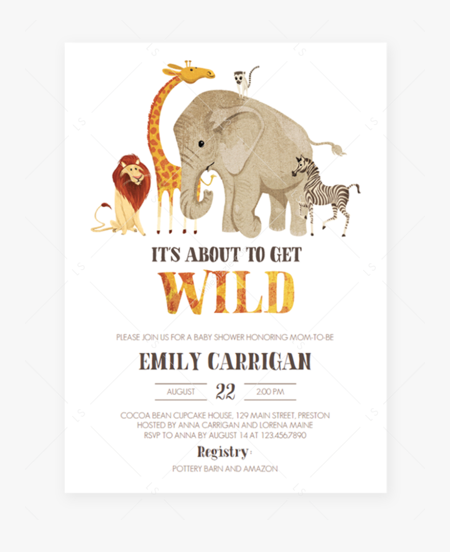 Safari Baby Shower Invitation Template Download By - Animal Baby Shower Invitation, Transparent Clipart