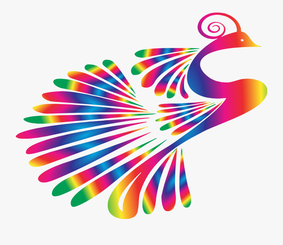 Cropped Stylized Peacock Colorful Clipart - Peacock Clipart, Transparent Clipart