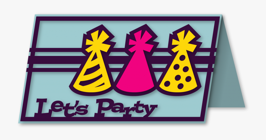 Lets Party Hat Card, Transparent Clipart