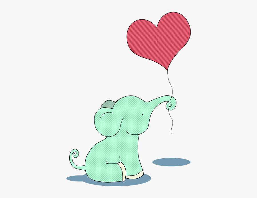 Baby Elephant With Balloon Heart, Transparent Clipart
