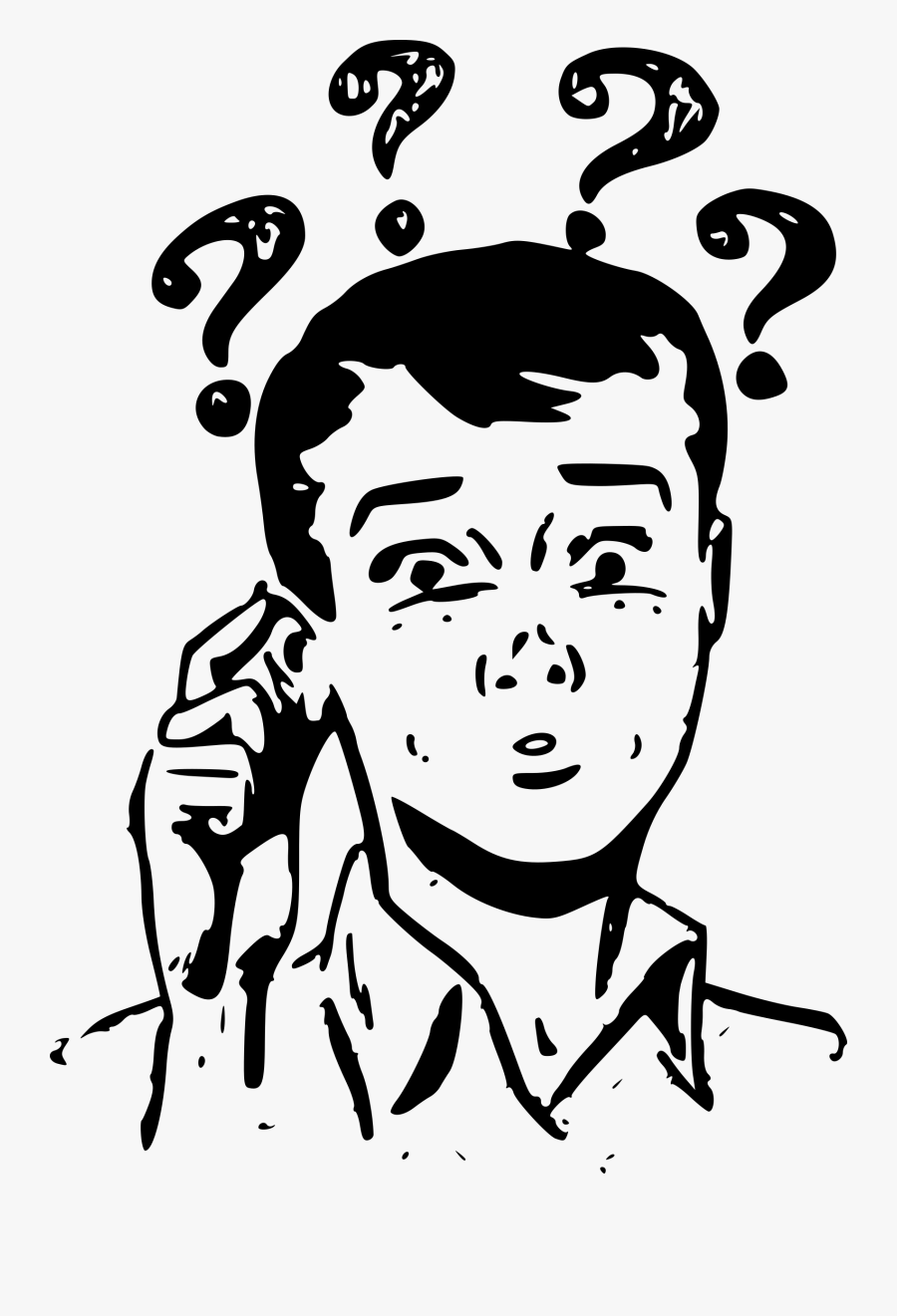 Confused Face Drawing - Confuse Clipart Black And White, Transparent Clipart