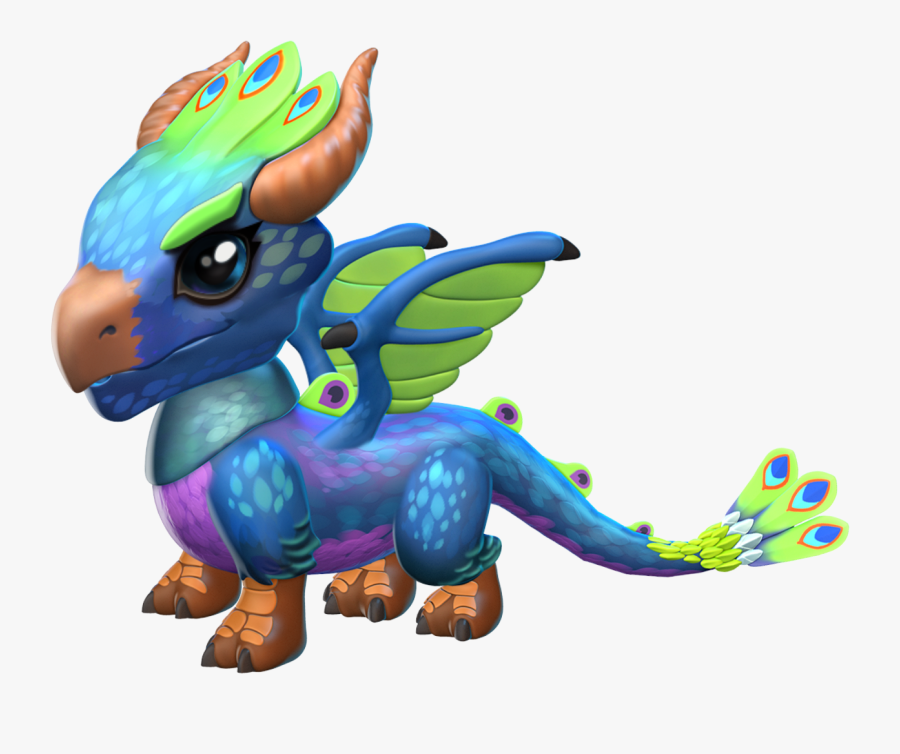 Peacock Dragon Baby - Dragon De Pluma Dragon Mania Legends, Transparent Clipart