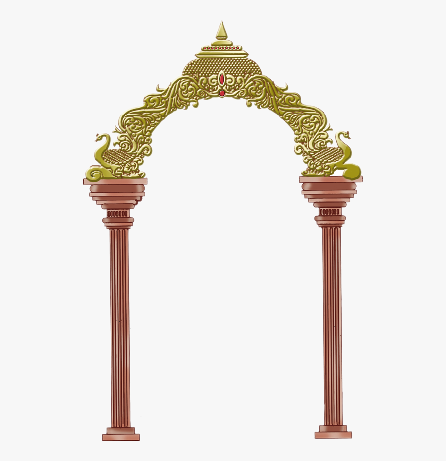 Peacock Clipart Colour Frame - Temple Arch Design Png, Transparent Clipart