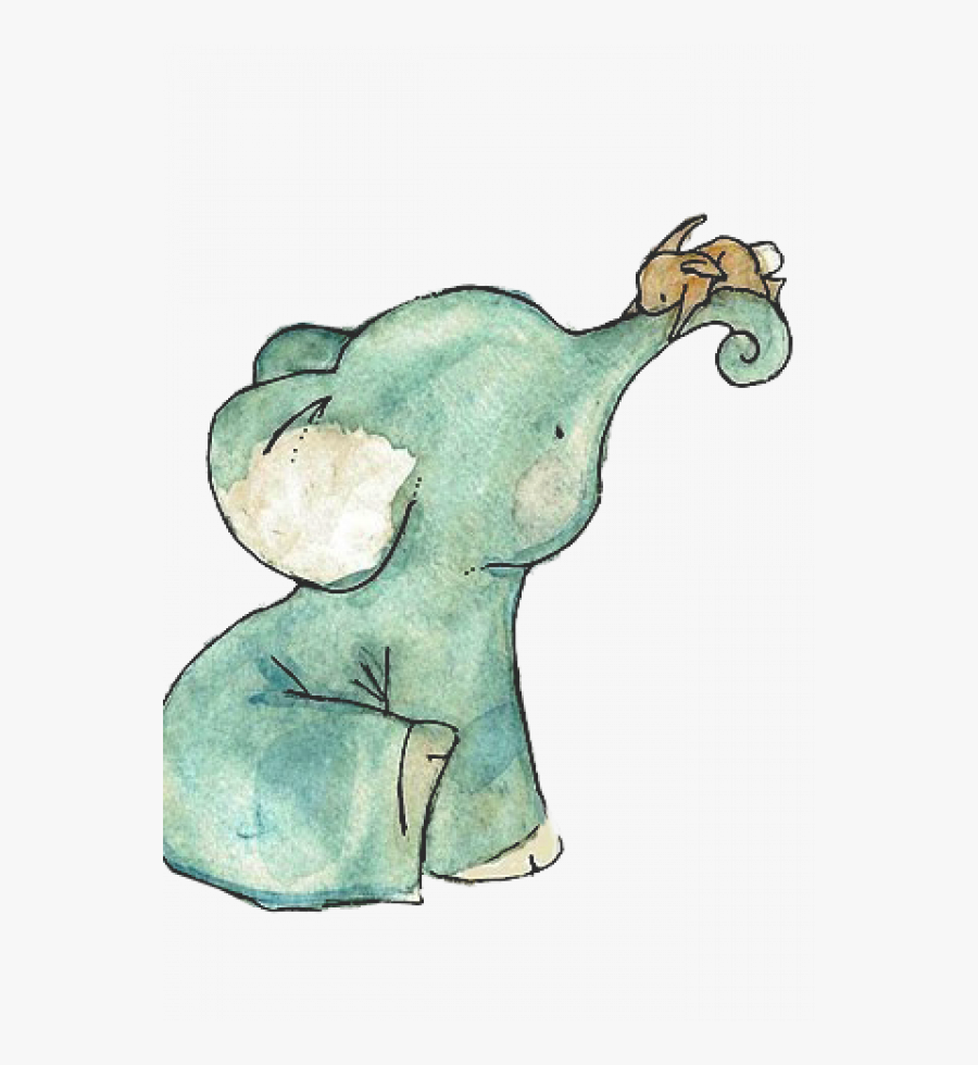 Watercolor Baby Elephant Png - Cute Elephant Drawing Kawaii, Transparent Clipart