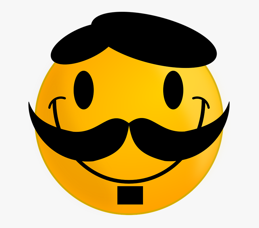 Cartoon Confused Face 11, - Funny Emoji With Mustache, Transparent Clipart