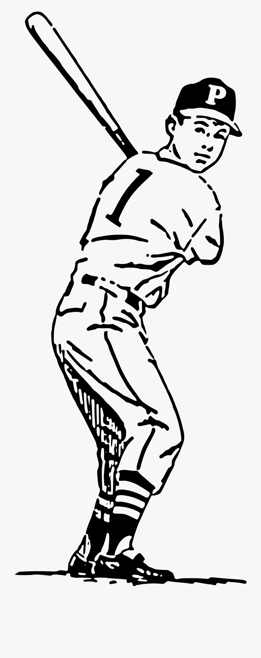 Baseball Player Batter Swinging Home Run Png Hd Hq - Baseball Player Line Art, Transparent Clipart