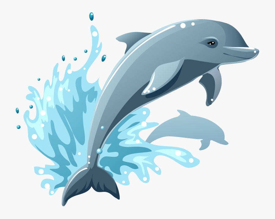 Clip Art Dolphin Vector Illustration Lazy - Cartoon Dolphin Jumping Out Of Water, Transparent Clipart