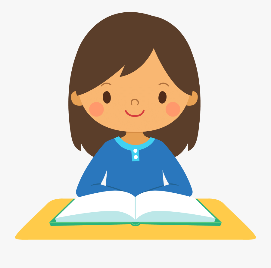 Clip Art Confused Asian - Girl Reading Clipart, Transparent Clipart
