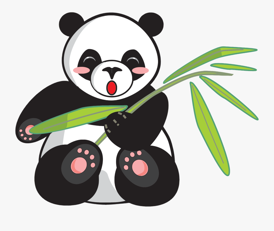 Clip Art Black And White - Panda On Bamboo Clip Art, Transparent Clipart
