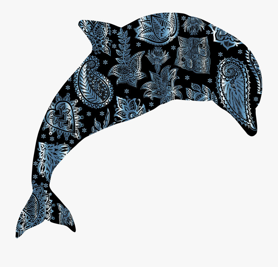 Turquoise Floral Pattern Dolphin Clip Arts - Clip Art, Transparent Clipart