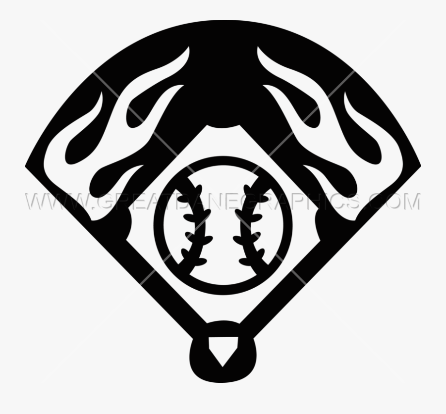 Flaming Baseball Field - Emblem, Transparent Clipart