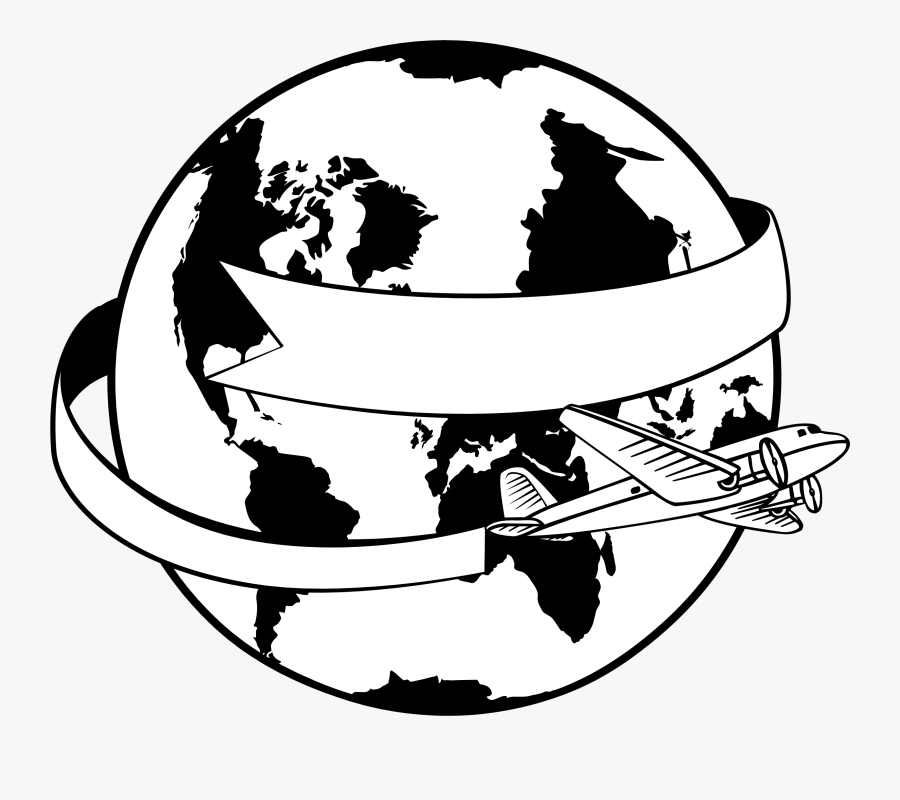 Lineart Clipart Globe - Black And White World Clipart, Transparent Clipart