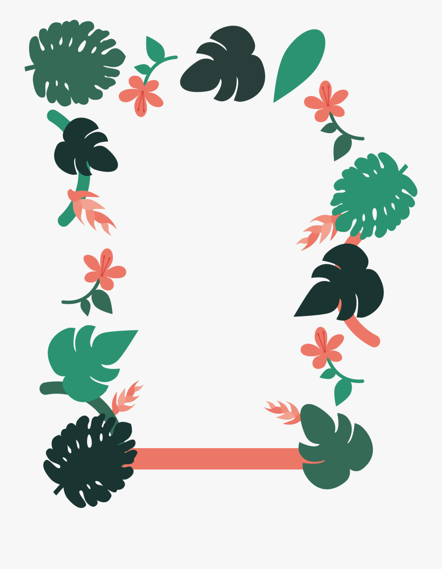 Green Banana Leaves Border - Convite Tropical Com Carnaval, Transparent Clipart