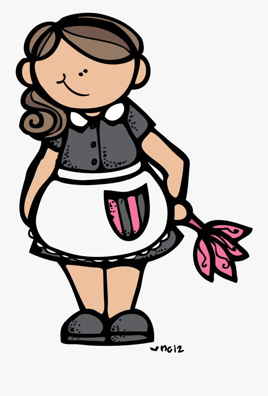 House Cleaning Black And White Clipart Kid - Maid Clipart, Transparent Clipart