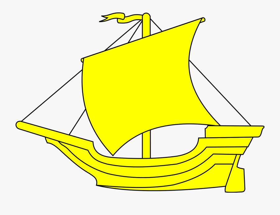 Yellow Clipart Sailboat - Navire Heraldique, Transparent Clipart