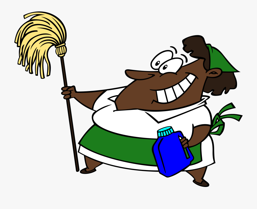 Human Behavior,recreation,area - Black Cartoon Cleaning Lady, Transparent Clipart