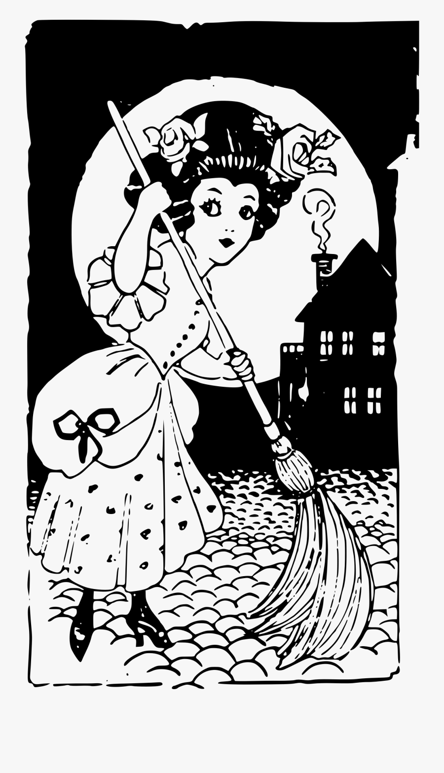 House Cleaning - Witch Cleaning House, Transparent Clipart