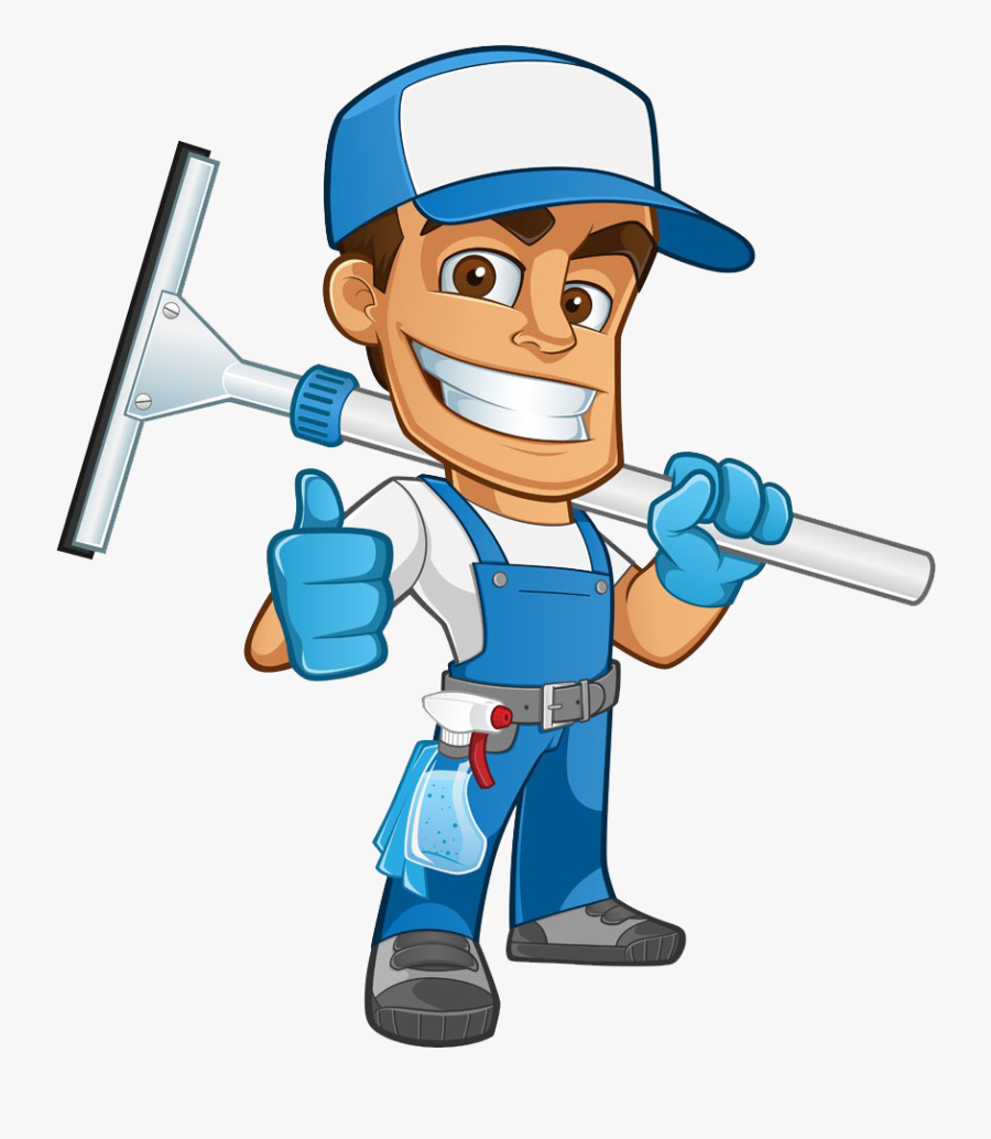 Cleaning Services - Cartoon Window Cleaner, Transparent Clipart