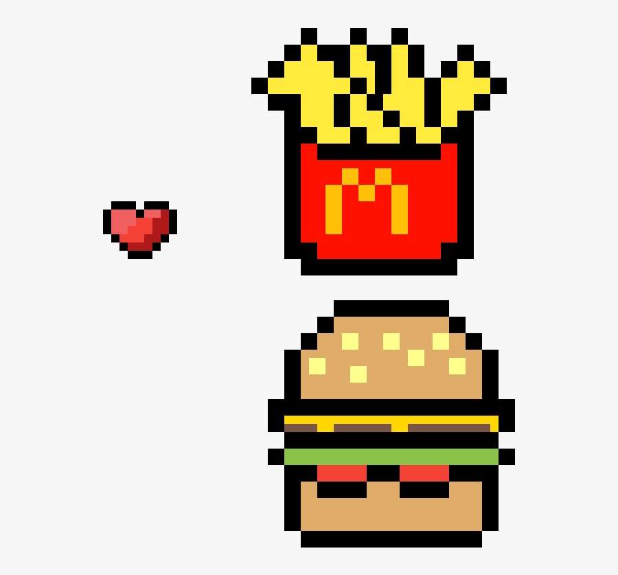 Mcdonalds Burger And Fries Clipart Transparent Png - Kawaii Burger Pixel Art, Transparent Clipart