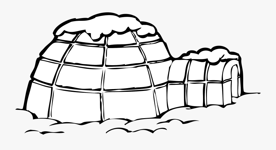 Igloo Transparent Background - Black And White Igloo Clipart, Transparent Clipart