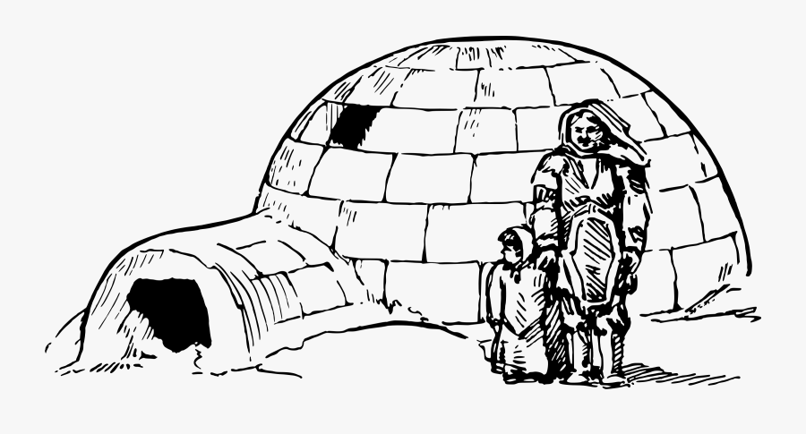 Igloo Black And White, Transparent Clipart