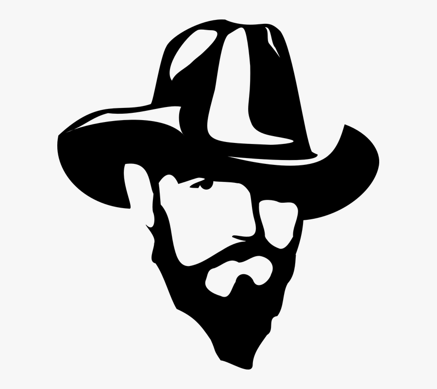 Cowboy Hat Silhouette - Cowboy Face Black And White, Transparent Clipart