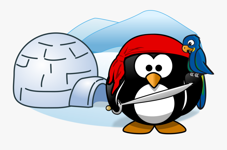 Pirate, Tux, Animal, Bird, Cold, Ice, Igloo, Parrot - Penguin Pirate, Transparent Clipart