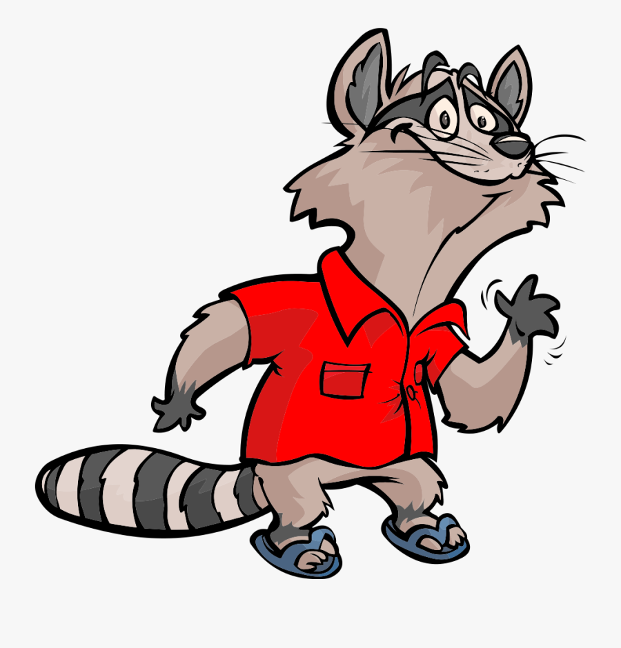 Racoon Clipart Vertebrate - Cartoon Raccoon Red Shirt, Transparent Clipart