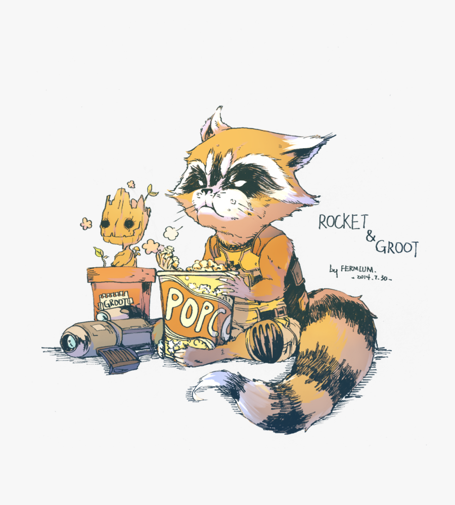 Transparent Rocket Raccoon Png - Cute Groot And Rocket, Transparent Clipart