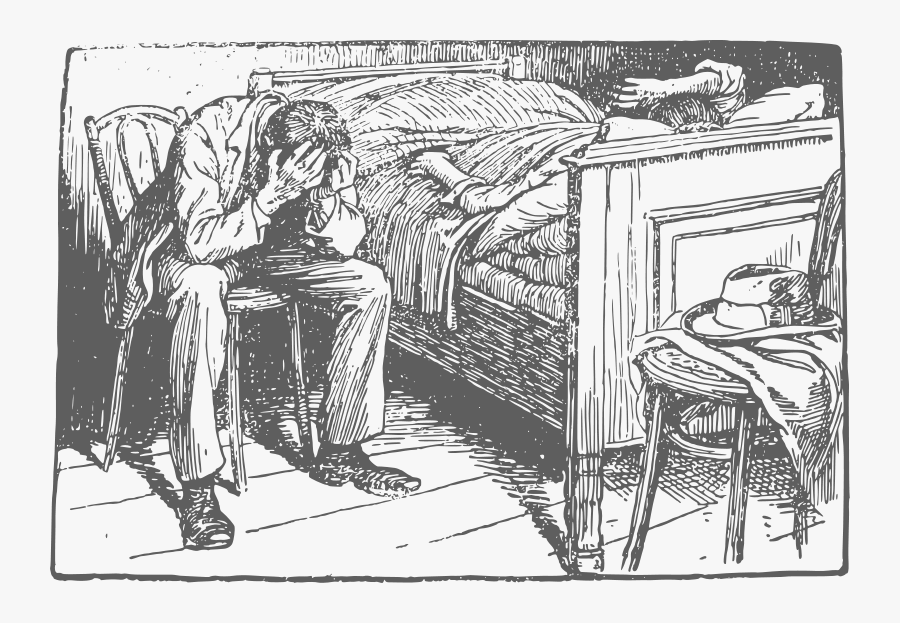 Desperation And Illness - Desenho De Mulher Doente Na Cama, Transparent Clipart