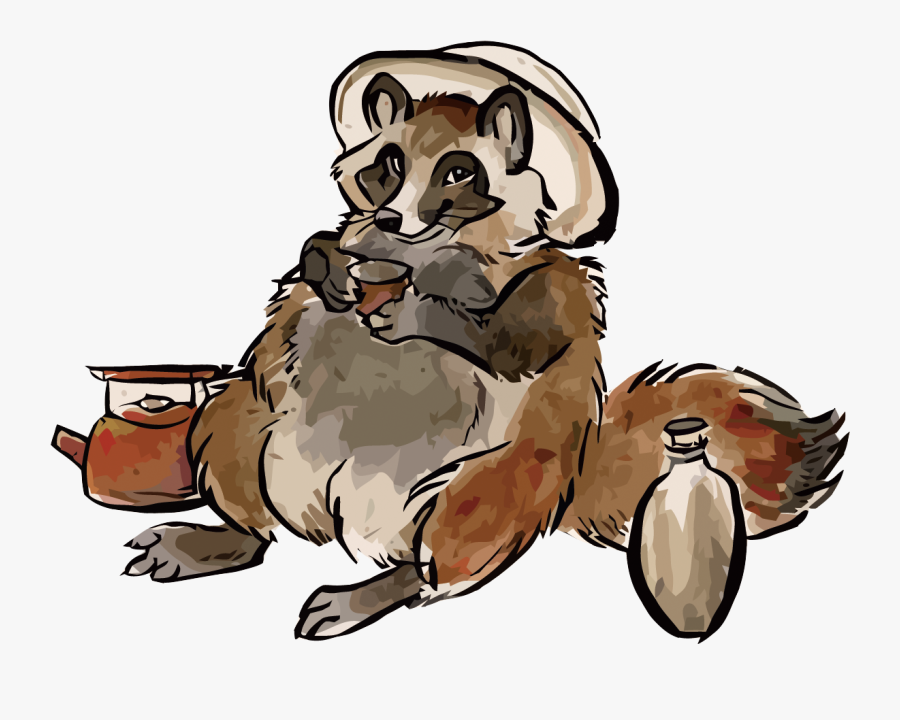 Japanese Raccoon Dog Watercolor Painting Drawing - Japanese Racoon Paintings, Transparent Clipart