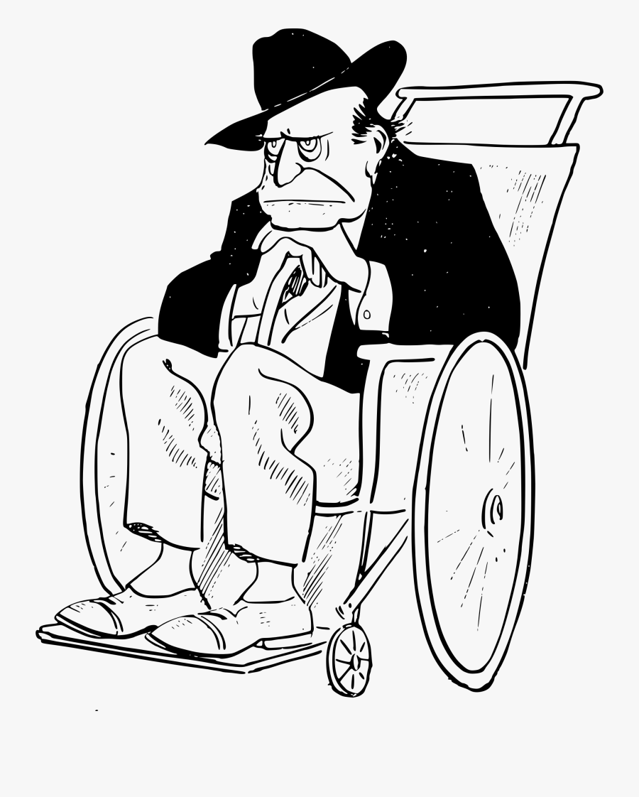 Sick Person Png Black And White - Old Git In Wheelchair, Transparent Clipart