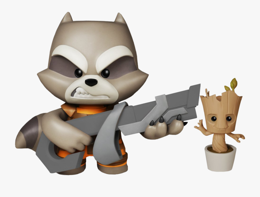 Rocket Raccoon With Potted Groot Super Deluxe Figure - Funko Baby Groot, Transparent Clipart