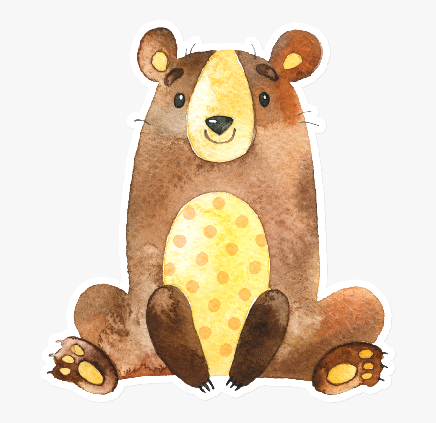 Sticker That Kick Ass Watercolor Bear - Printable Woodland Animals Nursery, Transparent Clipart