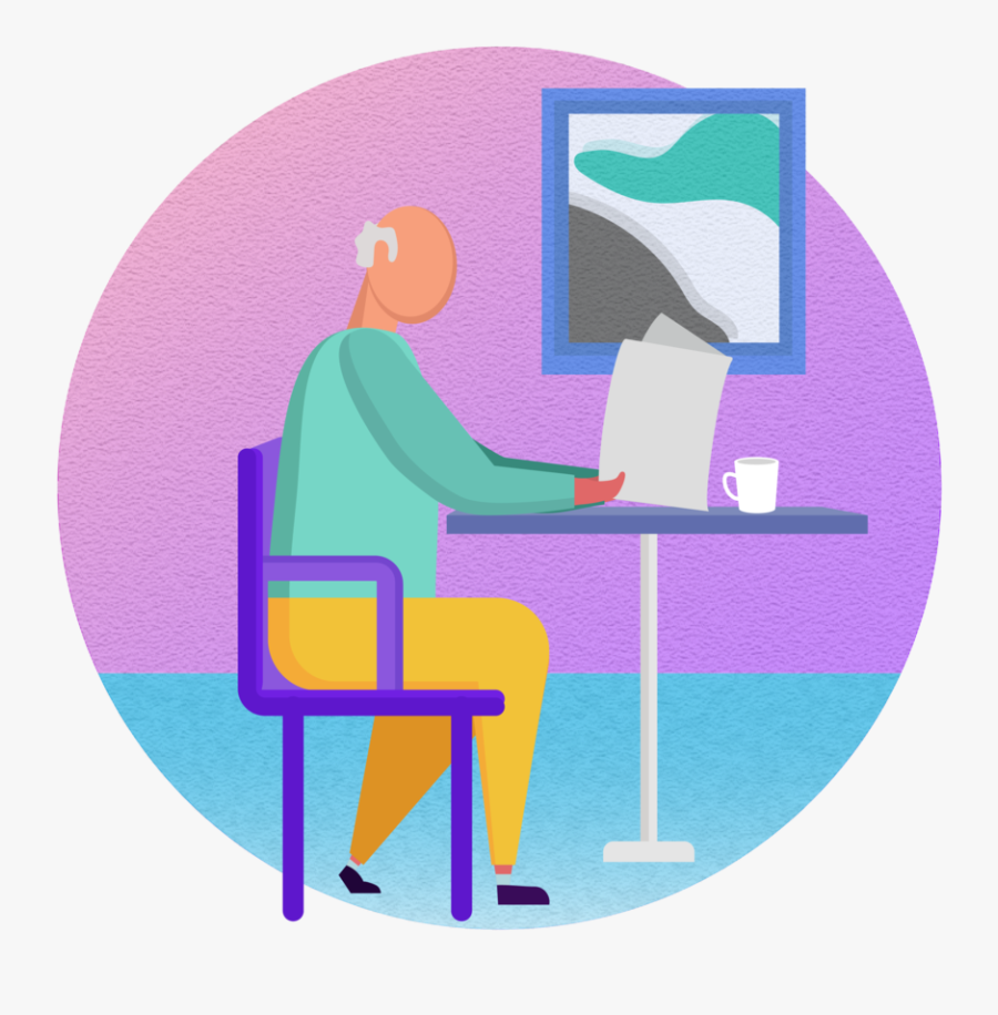 Hd Person Illustration Oldman - Sitting, Transparent Clipart