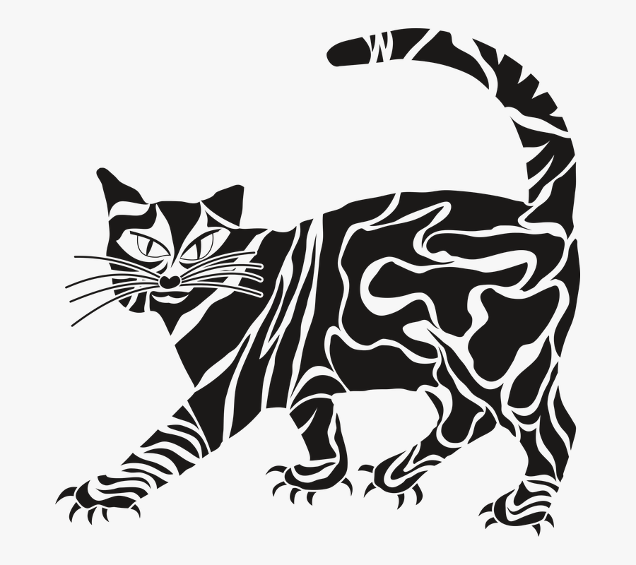 Sick Cat Clipart - Batik Hewan Hitam Putih, Transparent Clipart