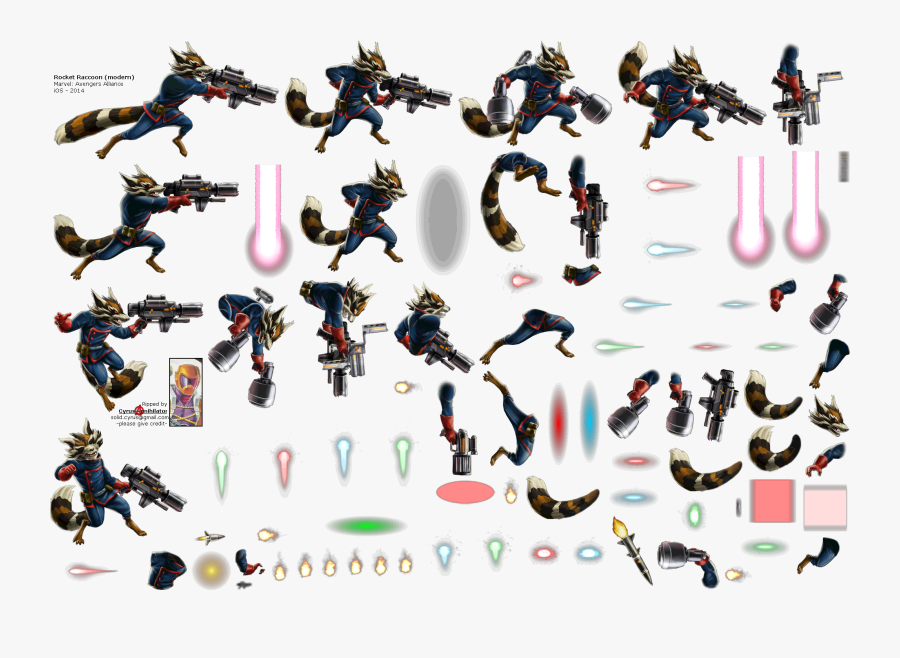 Transparent Rocket Raccoon Png - Rocket Raccoon Sprite Sheet, Transparent Clipart