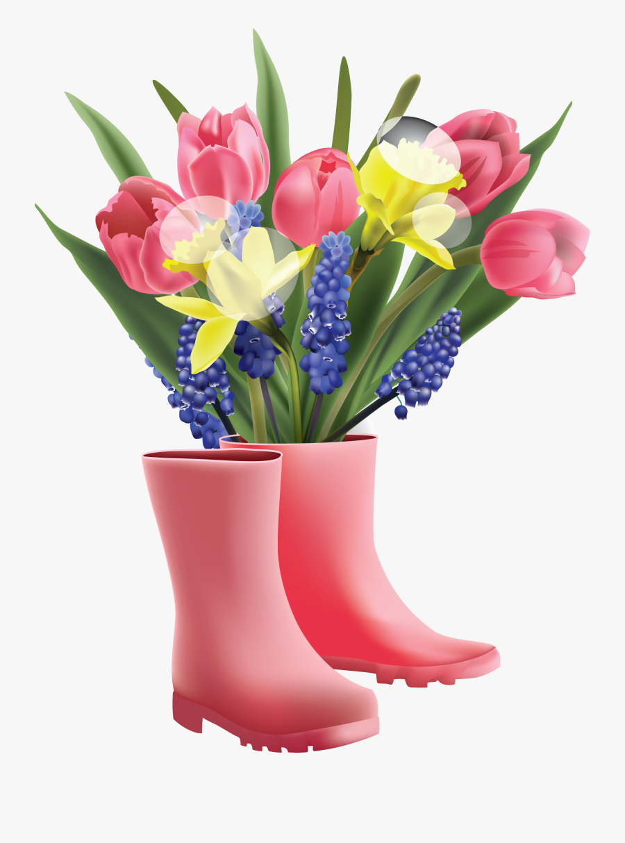 Flower Bouquet Clip Art - Rainboot Flower Clip Art, Transparent Clipart