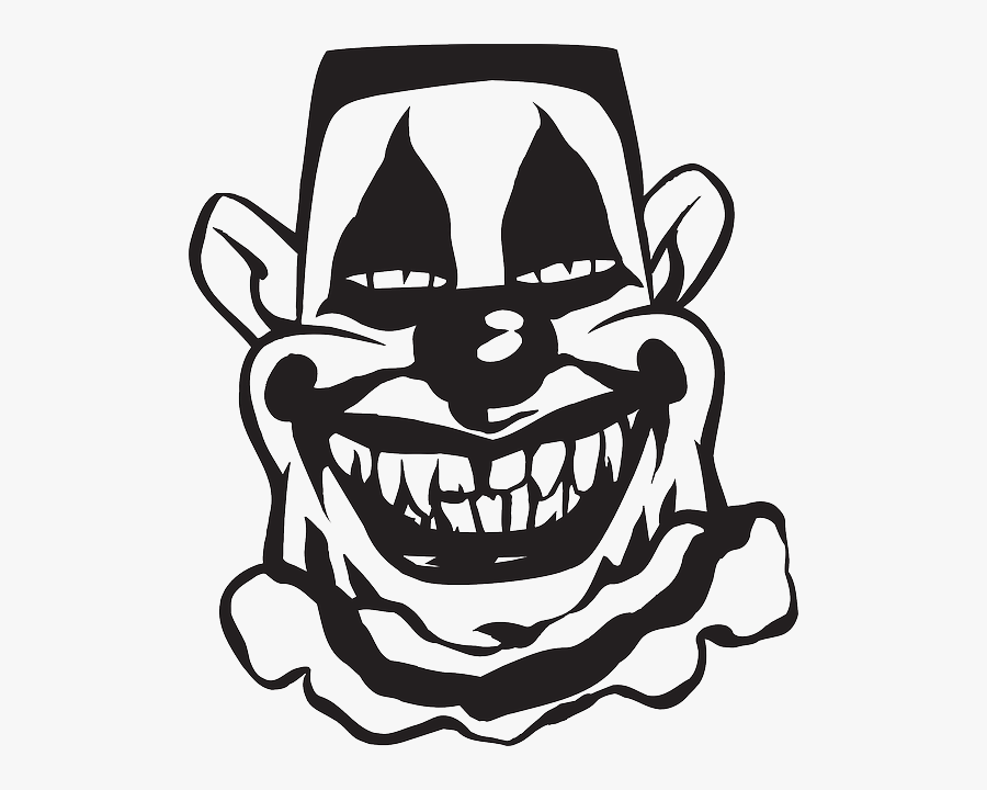 Scary Clown, Circus, Smile, Entertainment, Creepy, - Black And White Clown Cartoon, Transparent Clipart