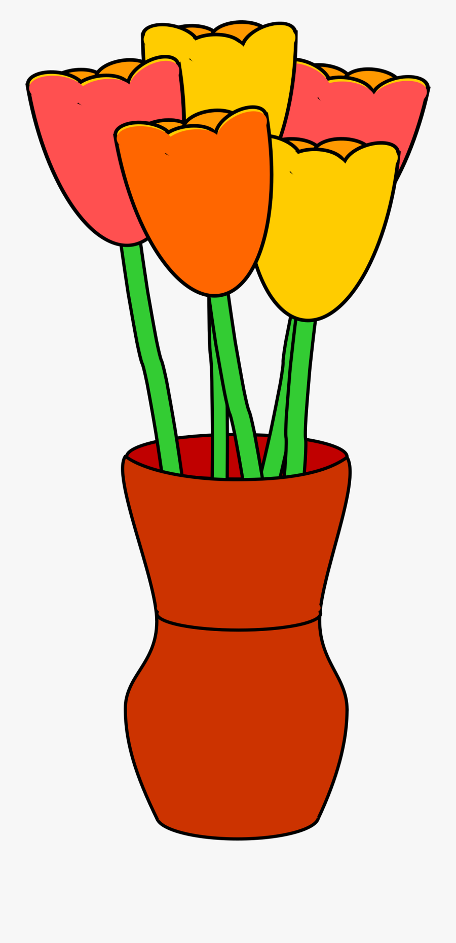 Yellow Tulip Clipart - Flower Vase Clip Art, Transparent Clipart