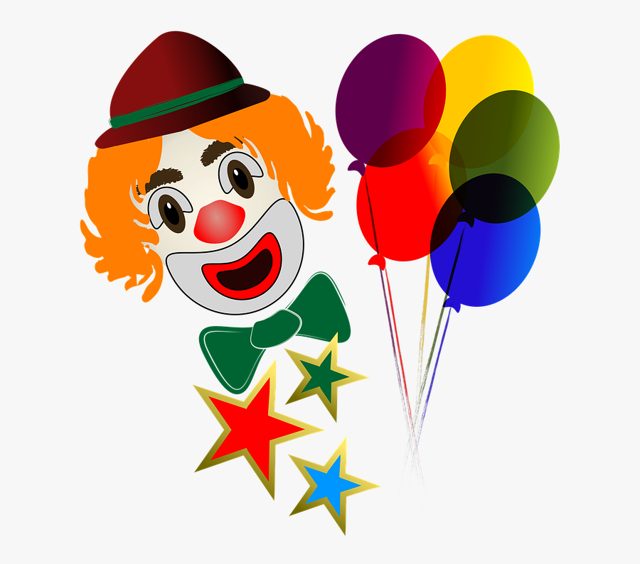 Clown Face With Balloons Clipart , Png Download - ตัว ตลก ถือ ลูกโป่ง รูป การ์ตูน, Transparent Clipart