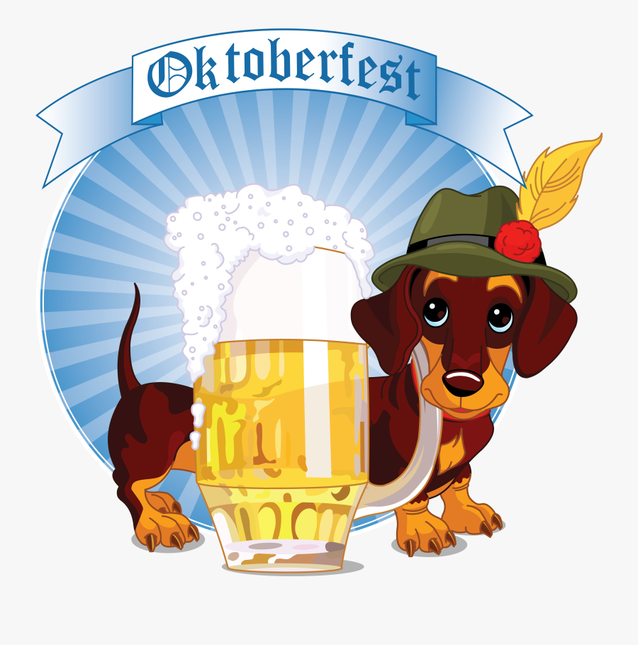 Oktoberfest Decor With Beer And Dog Png Clipart Image - Oktoberfest Dog, Transparent Clipart
