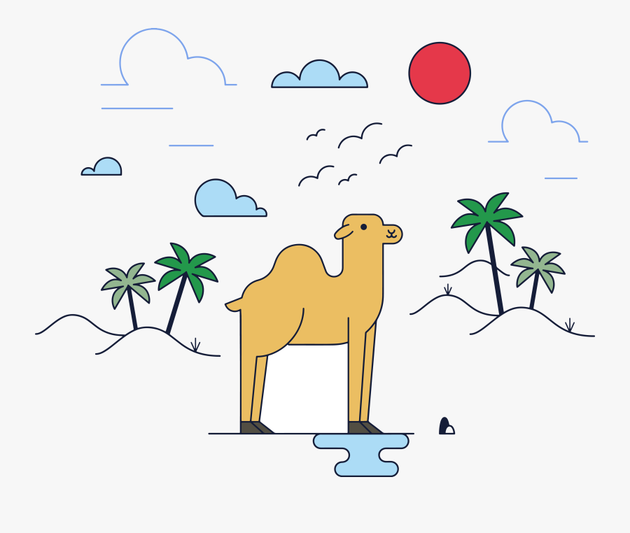 Dromedary Euclidean Vector Drawing Illustration - Arabian Camel, Transparent Clipart